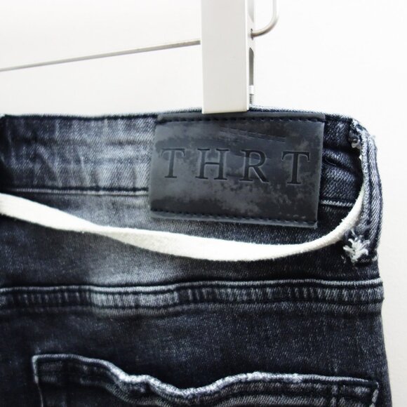 THRT Streetwear Graphic Paint Splatter Skinny Distressed Y2K Denim Jeans(30) - Picture 10 of 12